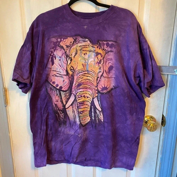 Unsure Tops - Cotton Tied Dyed Elephant’s Head Shirt Summer Vacation Unisex Adult Size XL